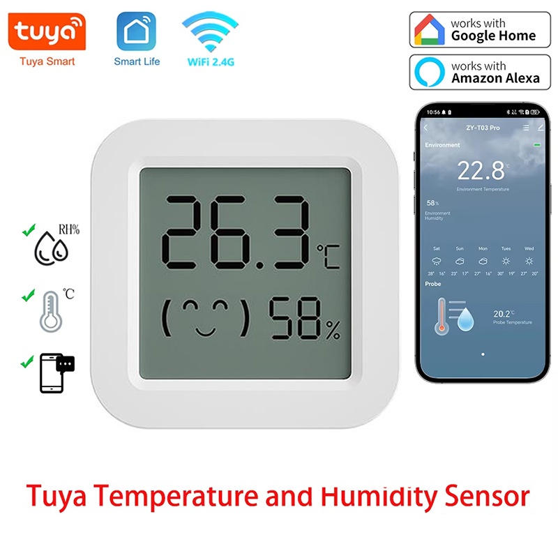 Smart Home Yandex - Мини-датчик температуры и влажности Tuya Zigbee